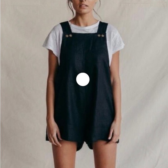 St. Agni Linen Romper Shortall - Picture 2 of 10